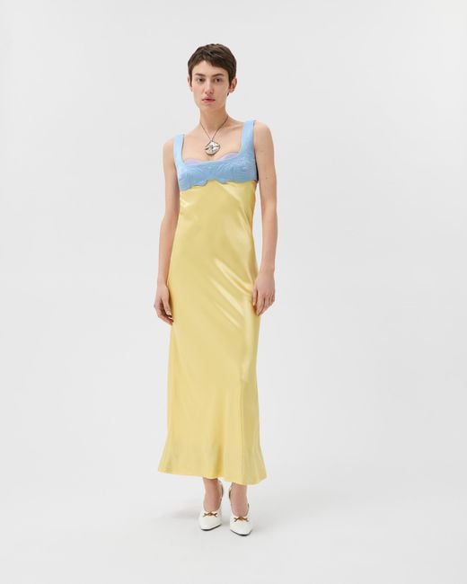 Versace Yellow Silk Cady Satin Gown