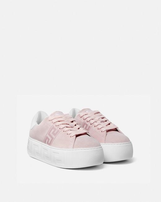 La Greca Zapatillas De Ante Con Plataforma Versace de color White