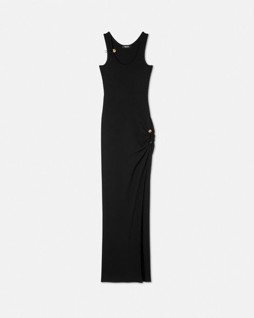 Vestido Drapeado De Punto Safety Pin Versace de color Black