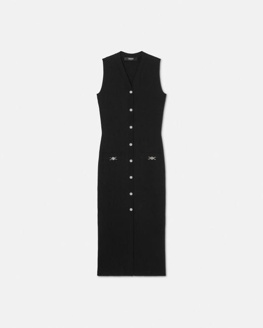 Versace Black Button-Fastening Midi Dress