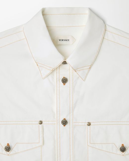 Versace White Cotton-Poplin Loose Shirt for men