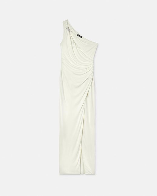 Versace White Viscose-Jersey Draped Gown