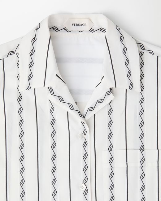 Versace White Jacquard Cotton-Silk Shirt