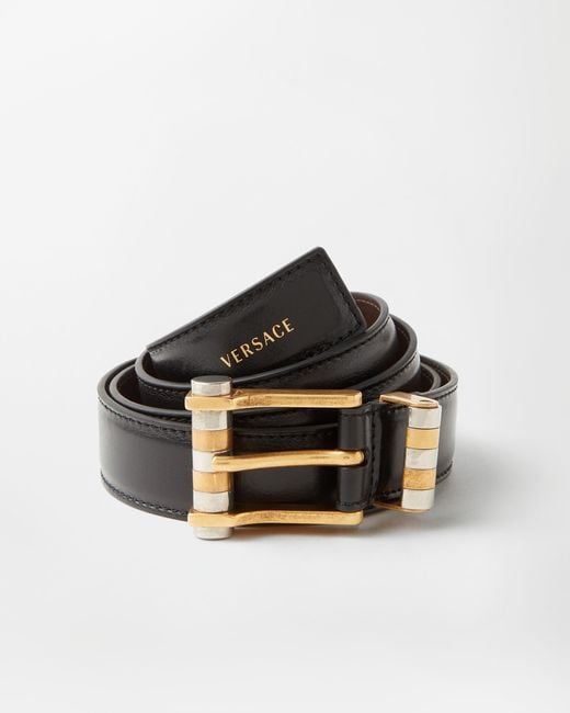 Versace Black Leather Belt 3 Cm for men