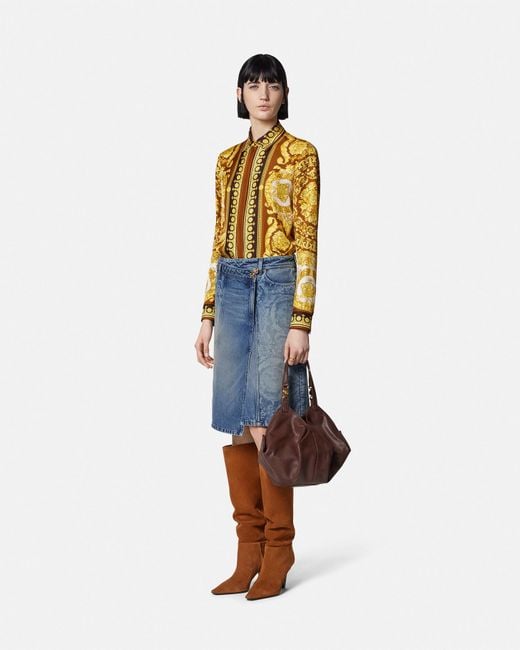 Chemise Barocco Silk Versace en coloris Yellow