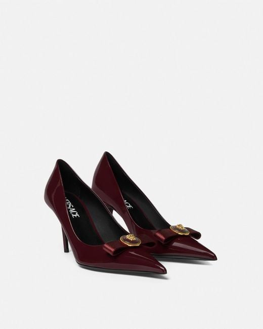 Gianni Ribbon Zapatos De Charol De 85 Mm Versace de color White