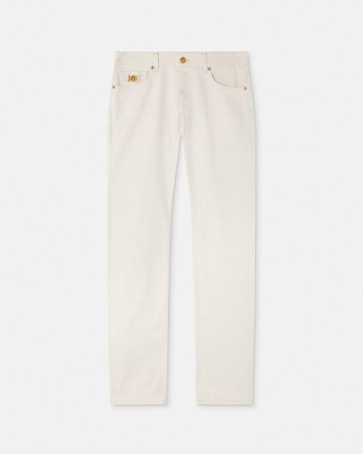 Jeans Con Vestibilità Slim Medusa Biggie di Versace in White da Uomo