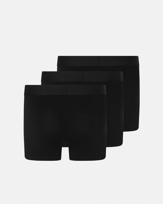 Versace Black Cotton-Jersey Long Trunks-Pack for men