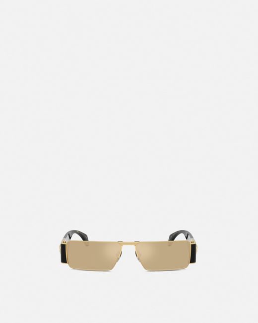 Versace White Medusa Plaque Rectangular Sunglasses for men