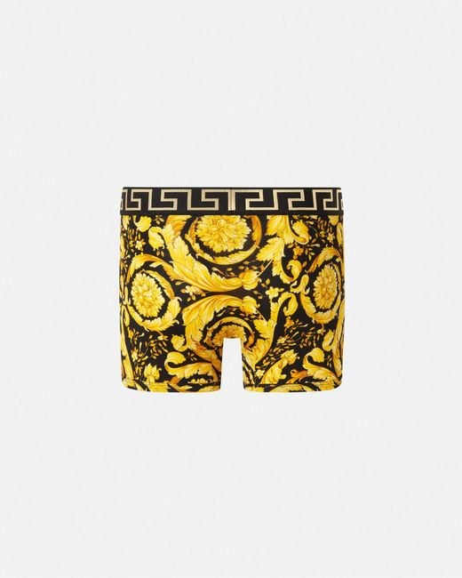Versace Metallic Printed Jacquard Cotton-Jersey Long Trunks for men