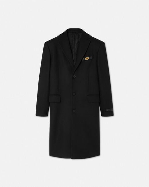 Versace Black Wool Single-Breasted Coat for men