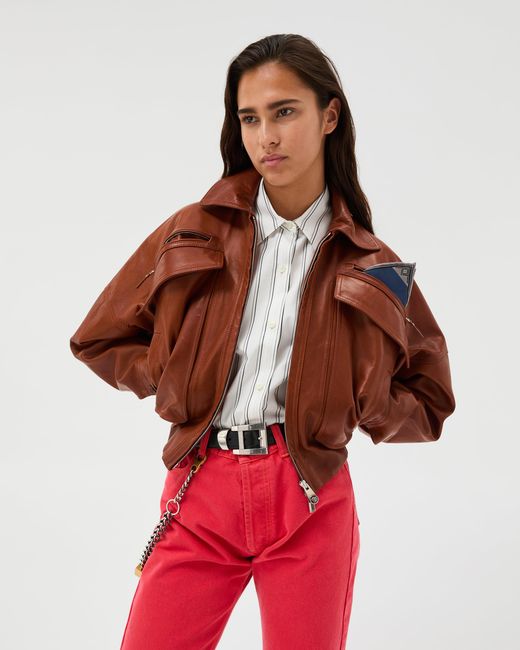 Versace Brown Leather Blouson