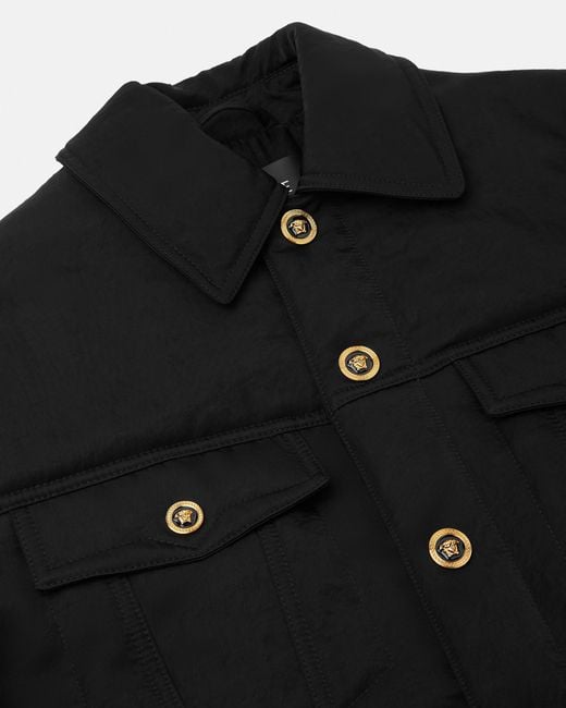 Versace Black Crushed Nylon Satin Padded Jacket for men