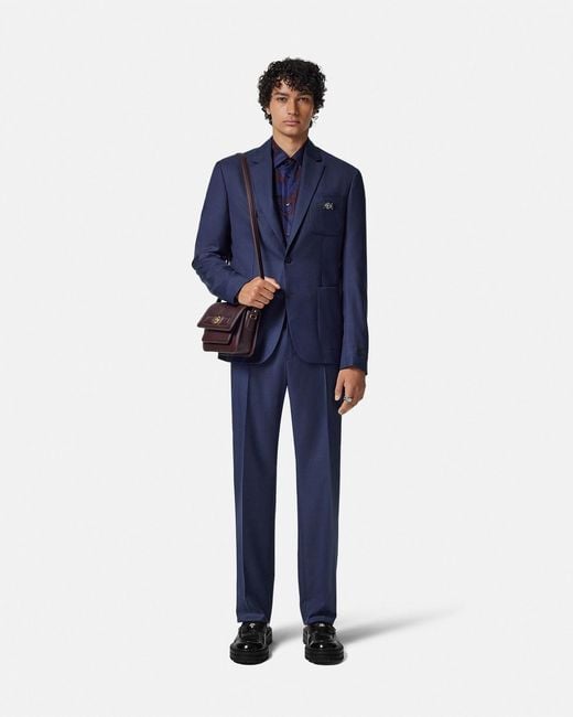 Versace Blue Wool Blazer for men