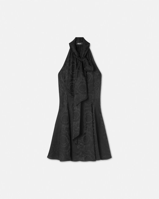 Versace Black Barocco Lavallière Mini Dress