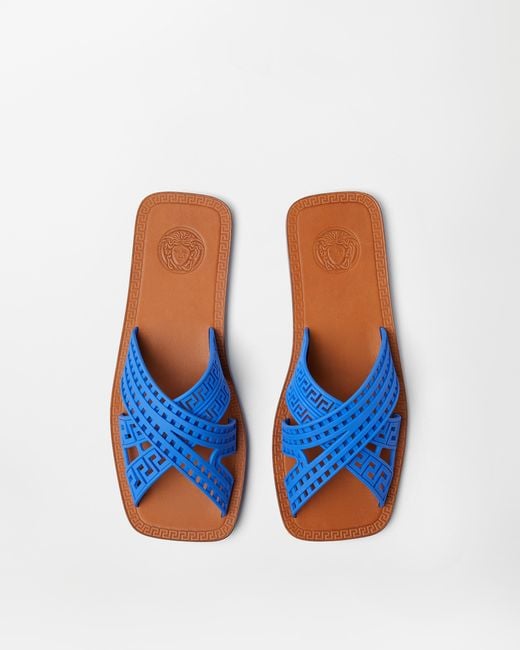 Versace Blue Cancun Rubber Sandals for men