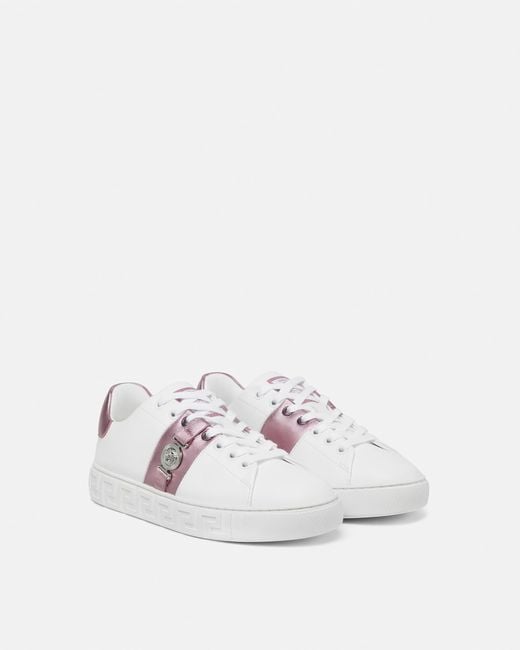 Versace White Greca Embellished Sneakers