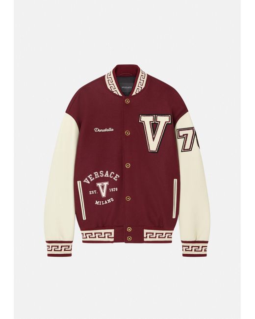 Versace Leather Varsity Jacket in Burgundy (Red) for Men | Lyst