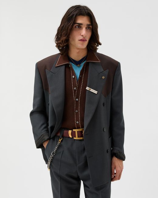 Versace Black Wool-Mohair Boxy Blazer for men