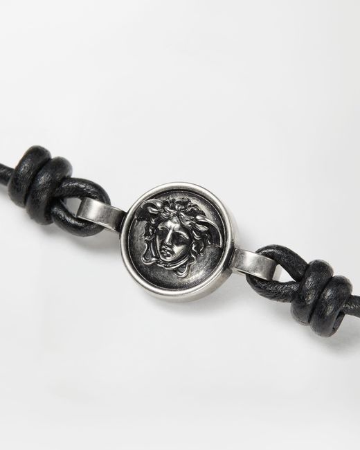 Versace Black Medusa Leather Bracelet