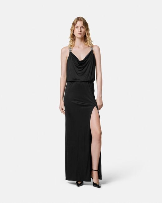 Versace Black Viscose-Jersey Gathered Gown