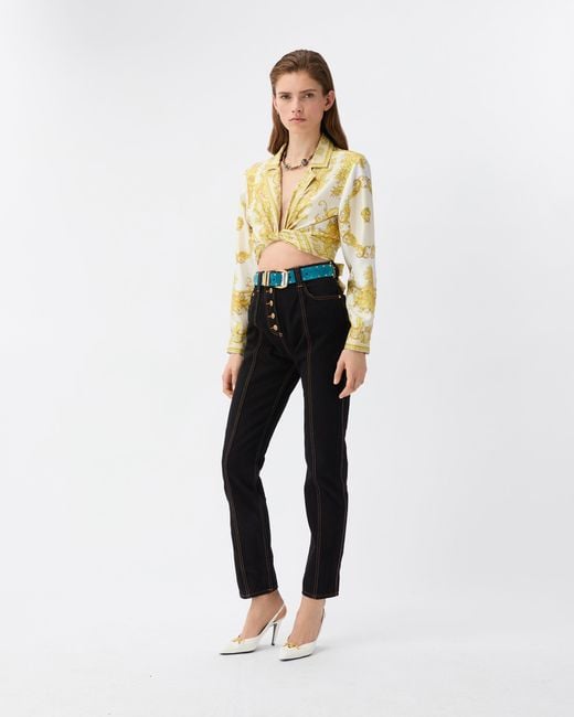 Versace Black High Waist Straight Jeans