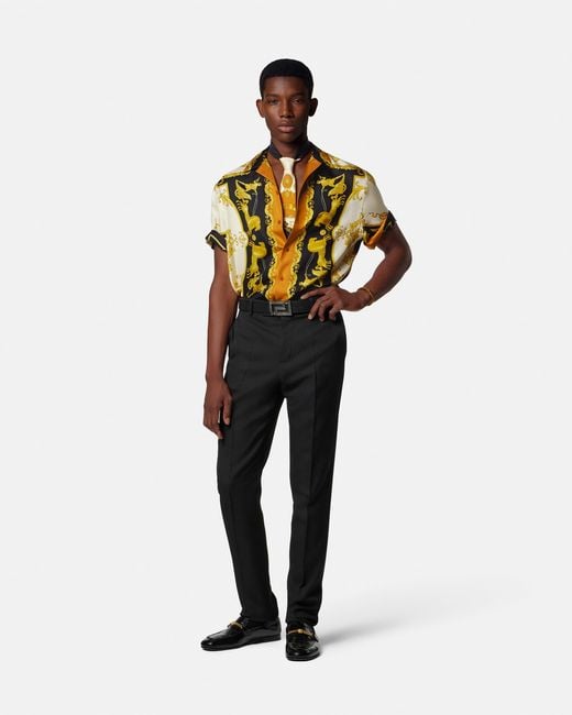 Versace Metallic Printed Silk Twill Regular Shirt for men