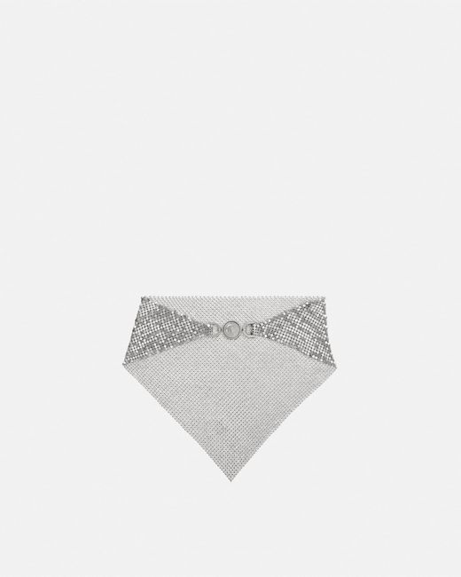 Versace White Metal Mesh Bandana Necklace