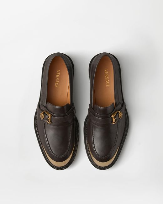 Versace White Primo Leather Loafers