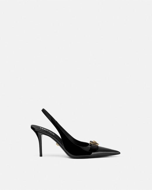 Versace White Gianni Ribbon Patent Slingbacks 85 Mm