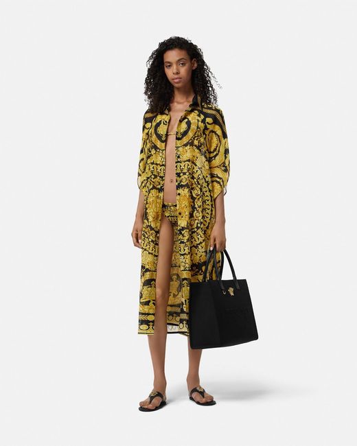 Versace Metallic Barocco Cover-up Shirt Dress