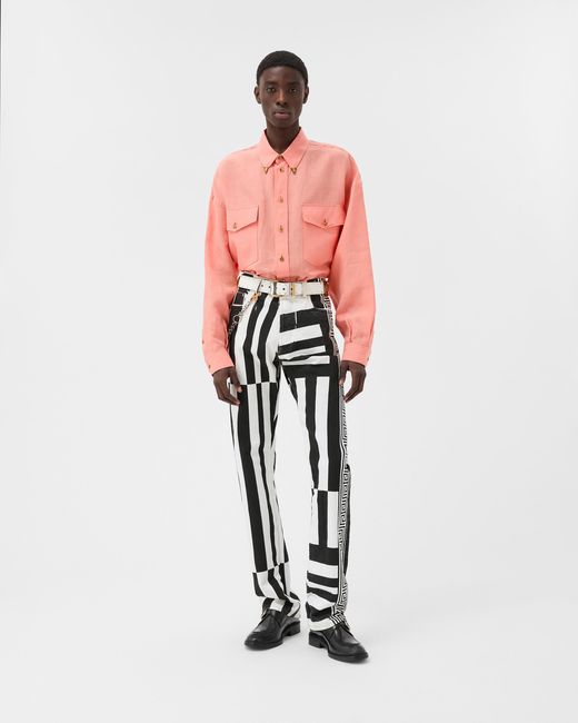 Vaqueros Rectos Con Estampado Versace de hombre de color White