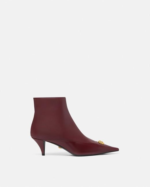 Versace Purple La Medusa Leather Ankle Boots 55 Mm