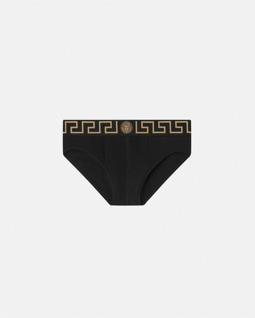 Versace Black Slip À Bordure Greca for men