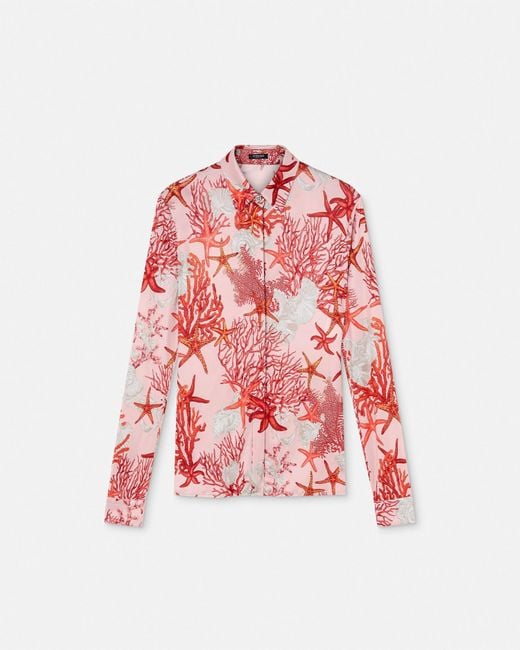 Versace Red Barocco Sea Fitted Shirt