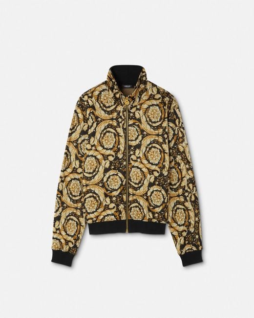 Versace Yellow Barocco Jacquard Zip Sweatshirt for men