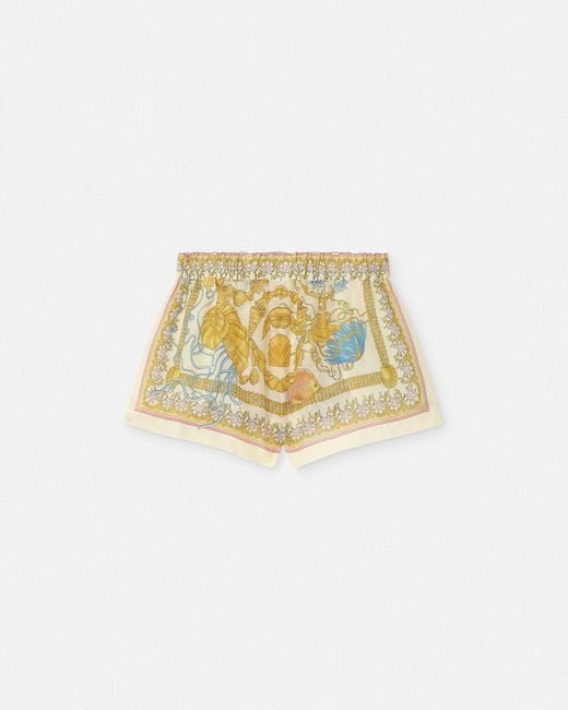 Versace White Underwater Barocco Cover-Up Shorts