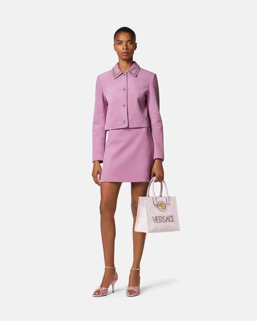 Versace Pink Embellished Suede Jacket