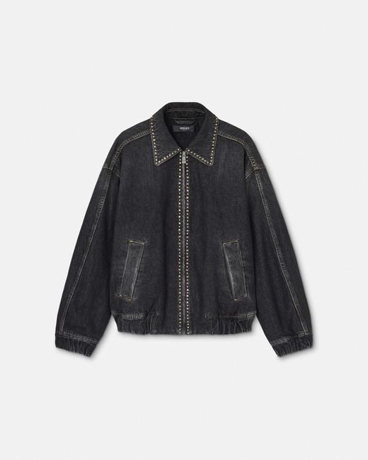 Versace Black Embellished Denim Blouson