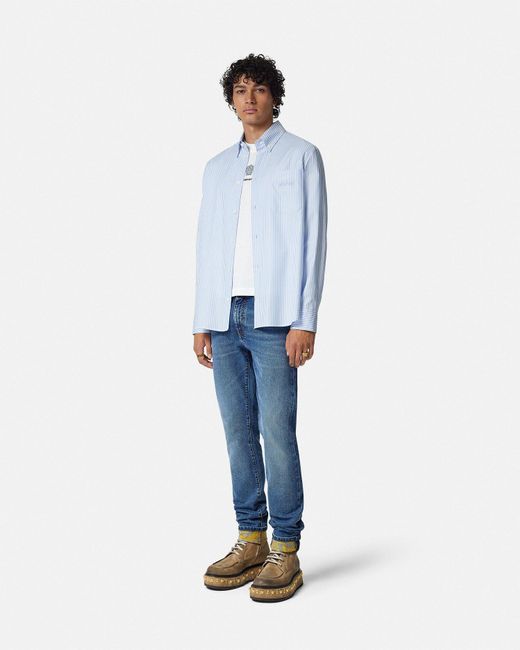 Vaqueros De Corte Ajustado Barocco Versace de hombre de color Blue