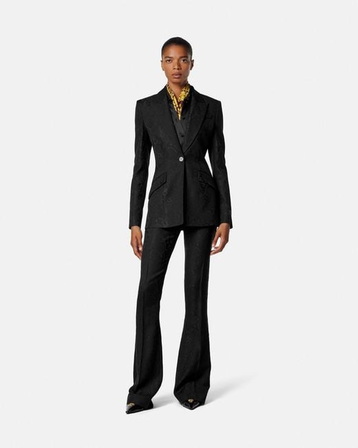 Versace Black Python-Jacquard Wool-Blend Blazer