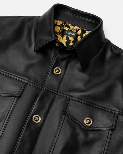 Versace Black Leather Overshirt for men