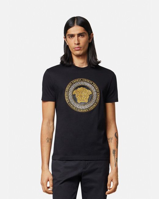 Versace Black Crystal Medusa T-shirt for men