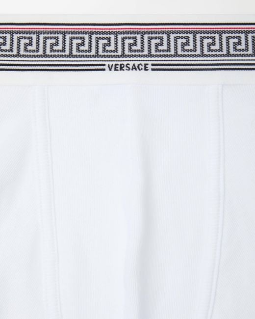 Versace White Ribbed Cotton-Jersey Trunks for men