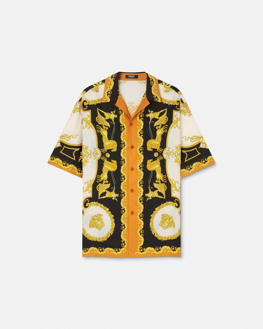 Versace Metallic Printed Silk Twill Regular Shirt for men
