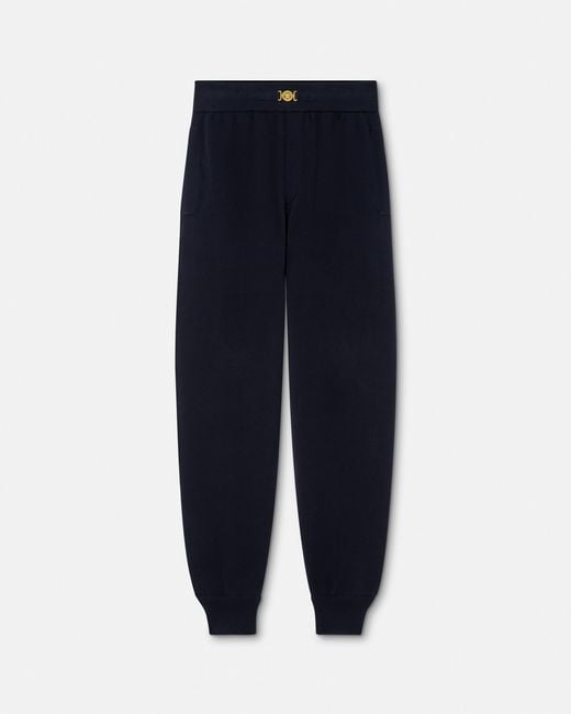 Versace Blue Cashmere-Cotton Knit Sweatpants for men