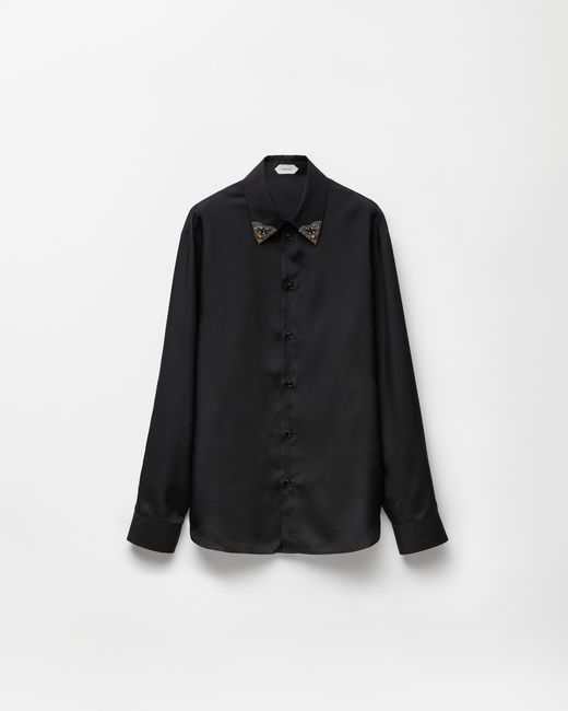 Versace Black Silk-Poplin Regular Shirt for men