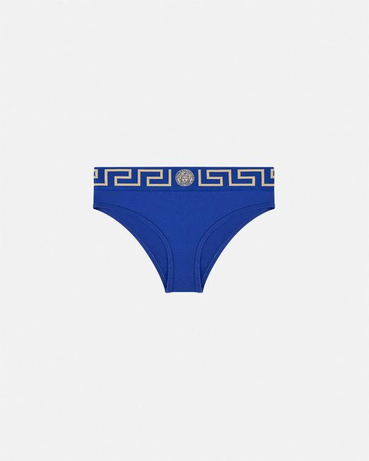 Greca Border swim briefs in blue - Versace