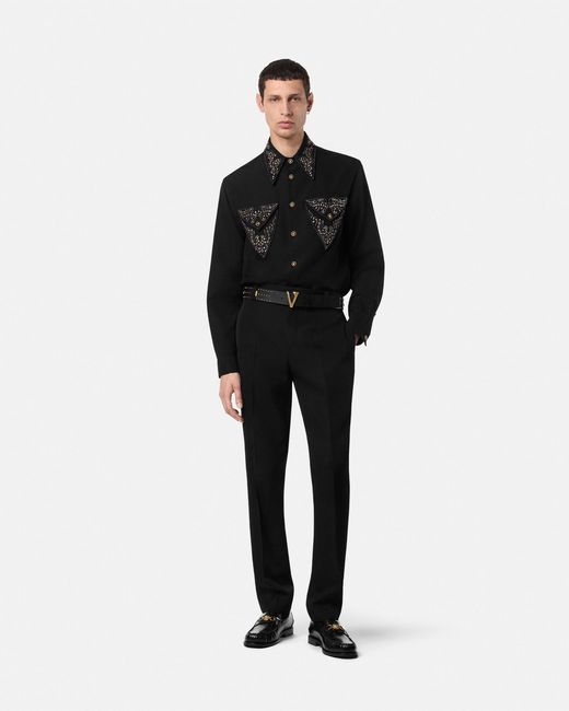Versace Black Wool Formal Pants for men