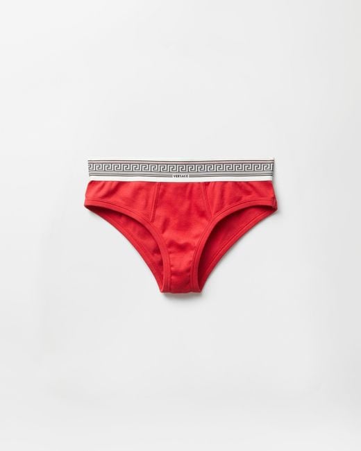Versace Red Ribbed Cotton-Jersey Briefs